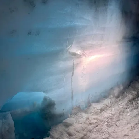 Blue ice inside the Langjokull tunnel